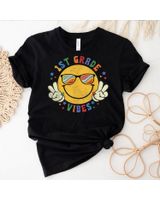 1st Grade Vibes Happy Face Smile Gift Back To School Shirt Unisex Standard T-Shirt black s
