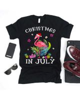 Christmas In July S For Women Pink Flamingo Shirt Unisex Standard T-Shirt black s