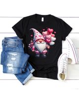 Cute Gnome Valentines Day Heart Gnome Valentine Girls Womens Pullover Hoodie Shirt Unisex Standard T-Shirt black s